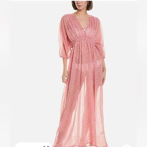 NWT Hermoza Caro Maxi Dress Fiori Diptini Pink Floral Swim Coverup HTF